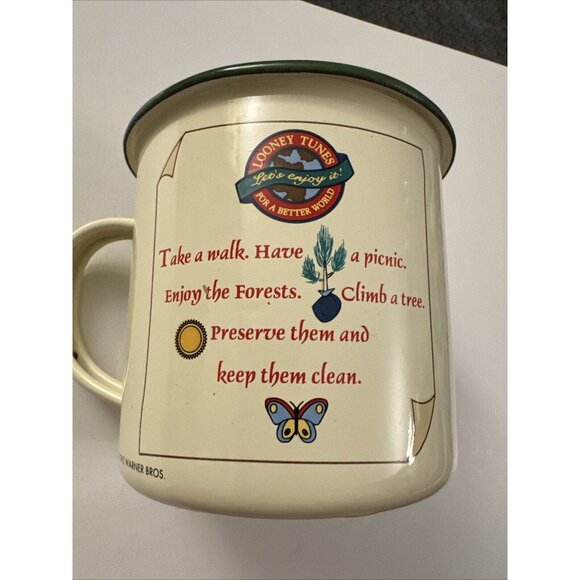 Looney Tunes For A Better World Metal Enamel Mug Tasmanian Devil Taz D37 - Picture 2 of 3